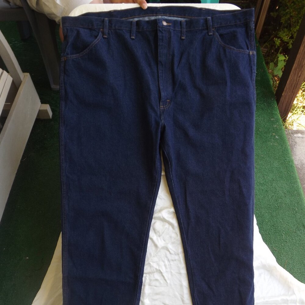 Wrangler Rustler Mens 48X30 Straight Leg  Rugged Heavy Dark Denim Blue Jeans NWT